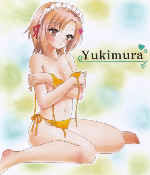 10s, 1girl, bikini, boku_wa_tomodachi_ga_sukunai, brown_eyes, brown_hair, female_focus, kusunoki_yukimura