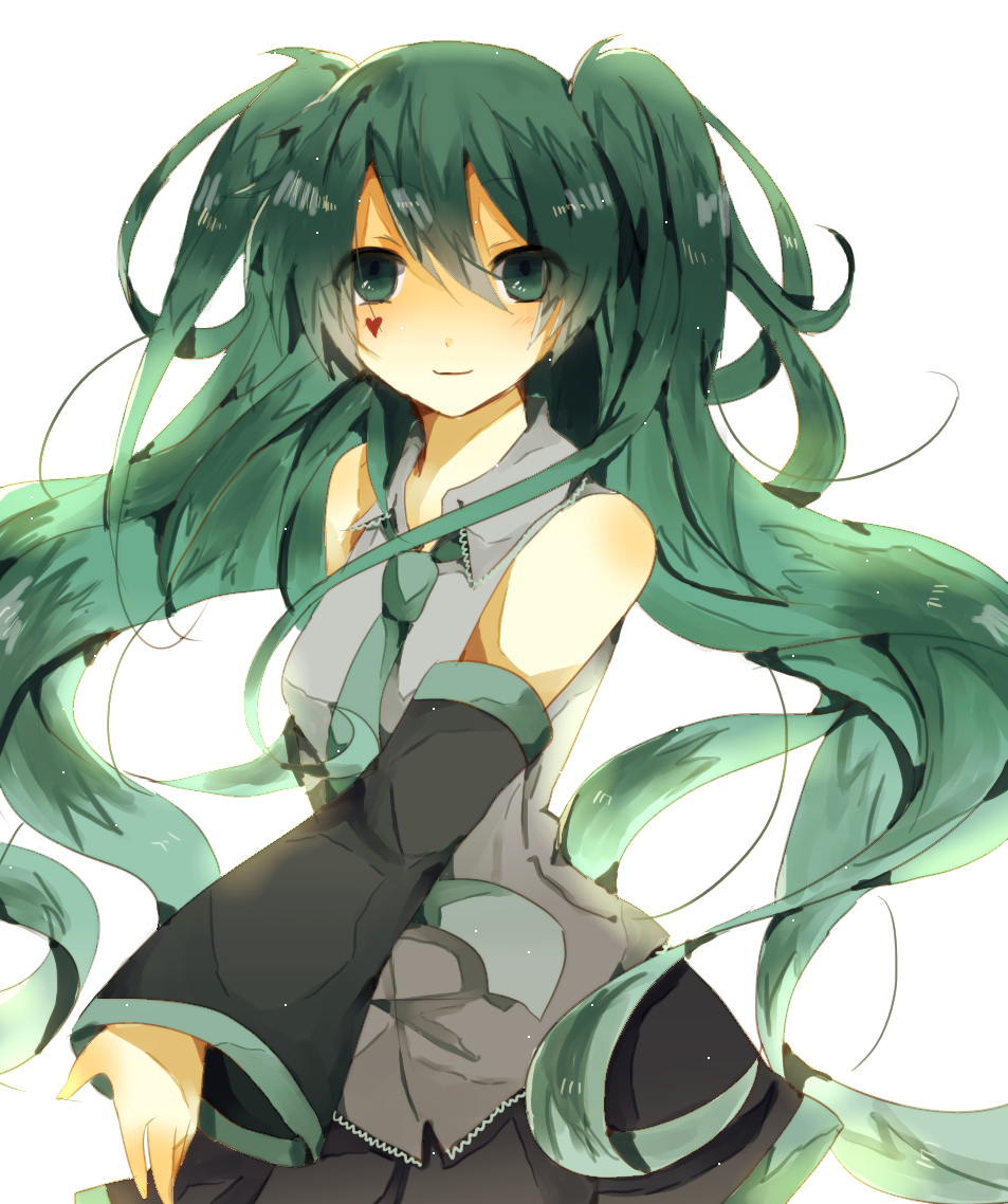 aqua_hair, bad_id, bad_pixiv_id, chomachi, hatsune_miku, long_hair, necktie, smile