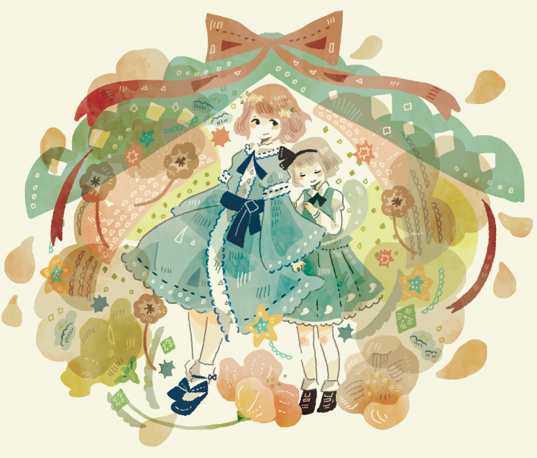 2girls, doily, closed_eyes, female_focus, flower, full_body, konpaku_youmu, multiple_girls