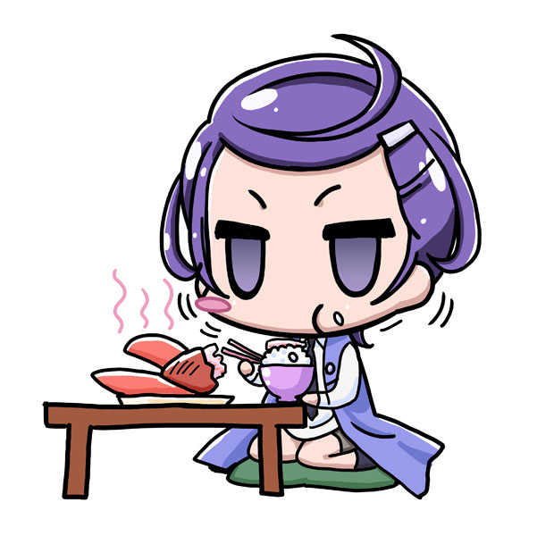 1girl, blush_stickers, chibi, chopsticks, crab, dokidoki!_precure, eating, female_focus