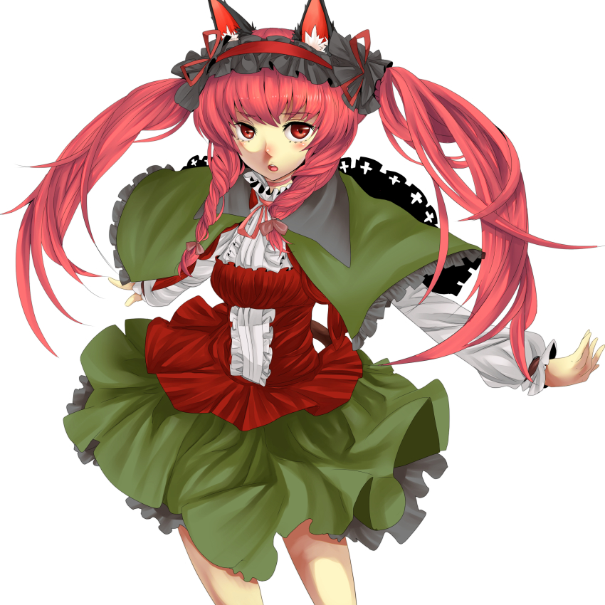 1girl, absurdres, akagi_kurage, alternate_costume, alternate_hairstyle, animal_ears, braid, capelet