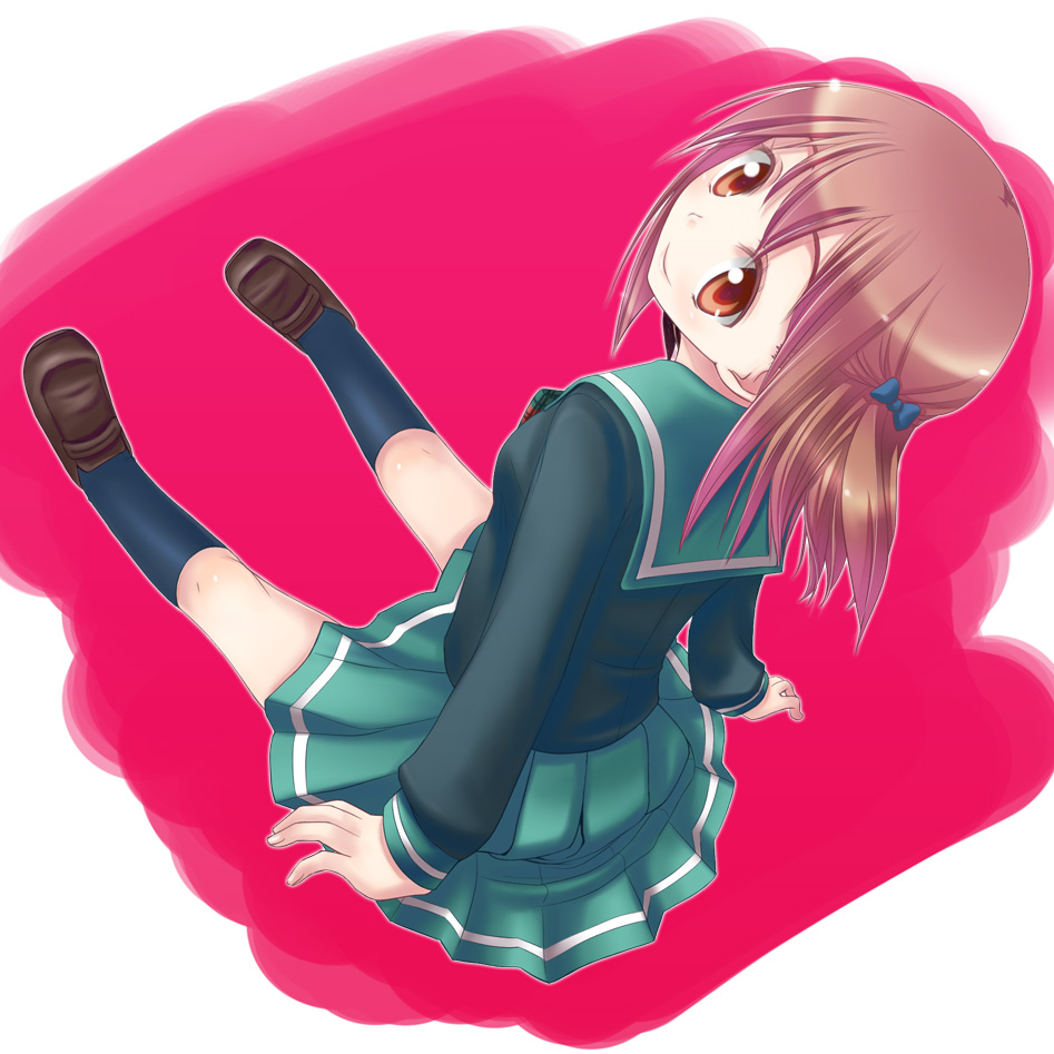 1cm, 1girl, brown_eyes, female_focus, hataraku_maou-sama!, looking_back, orange_hair, sasaki_chiho