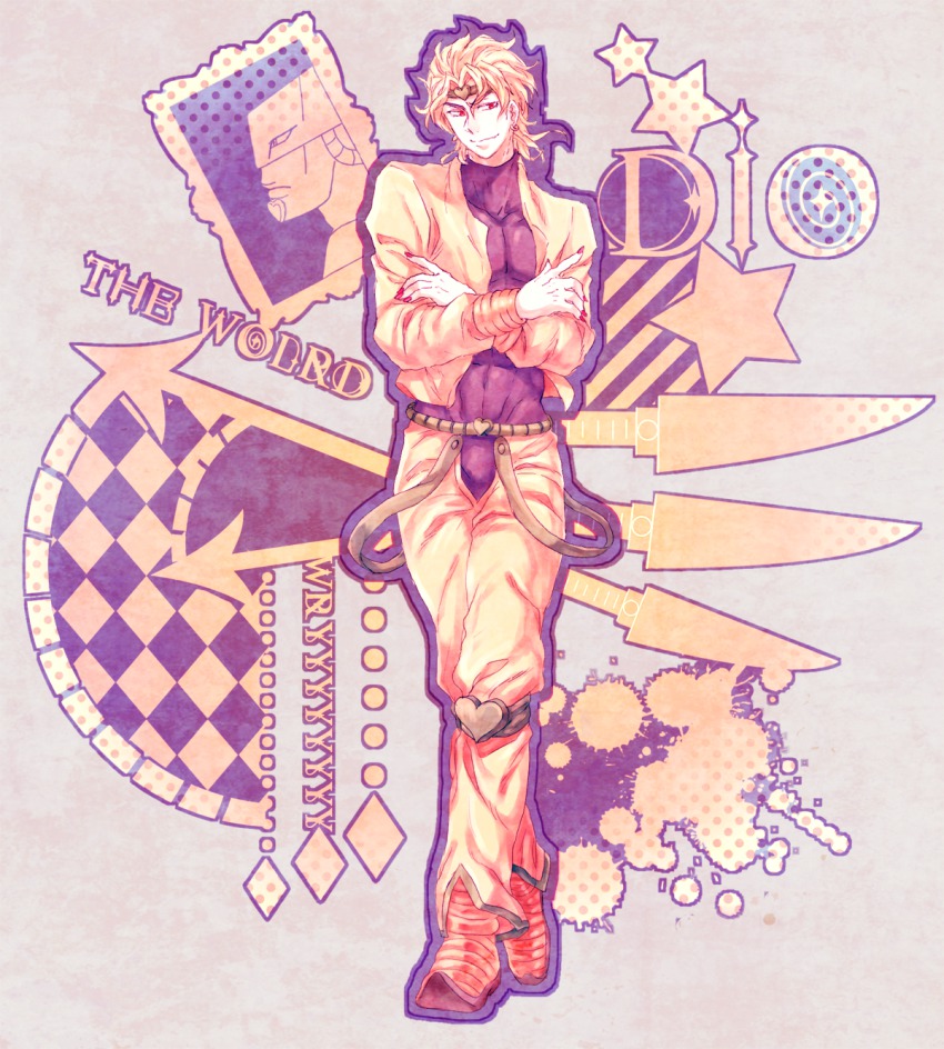 1boy, azuma_hatori, bad_id, bad_pixiv_id, between_fingers, dio_brando, flute72, highres