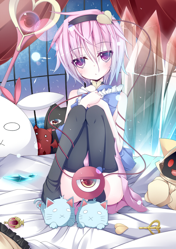 10s, 1girl, arc_system_works, black_thighhighs, blazblue, blush, censored, choker