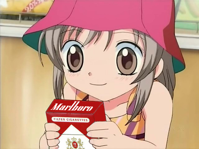 00s, aishiteruze_baby, cigarette, hat, marlboro, product_placement, sakashita_yuzuyu, smile