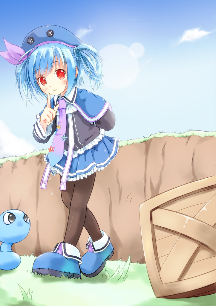 1girl, alma_(emil_chronicle_online), bad_id, bad_pixiv_id, blue_hair, emil_chronicle_online, female_focus, hat