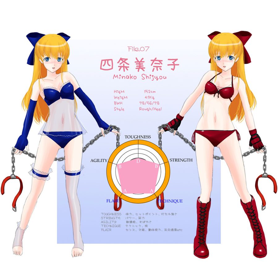 13, barefoot, bikini, blonde_hair, blue_eyes, boots, bow, chain