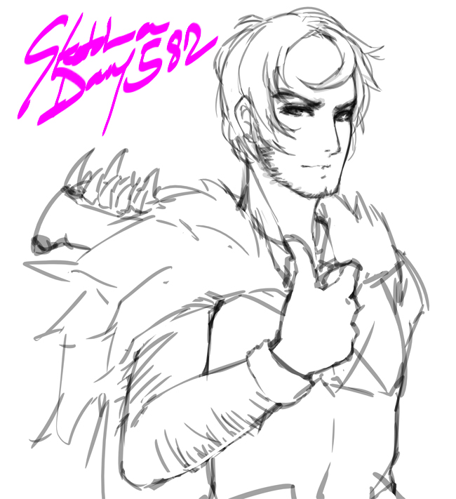 1boy, arm_hair, beowulf_(skullgirls), cape, eu03, male_focus, monochrome, pelt