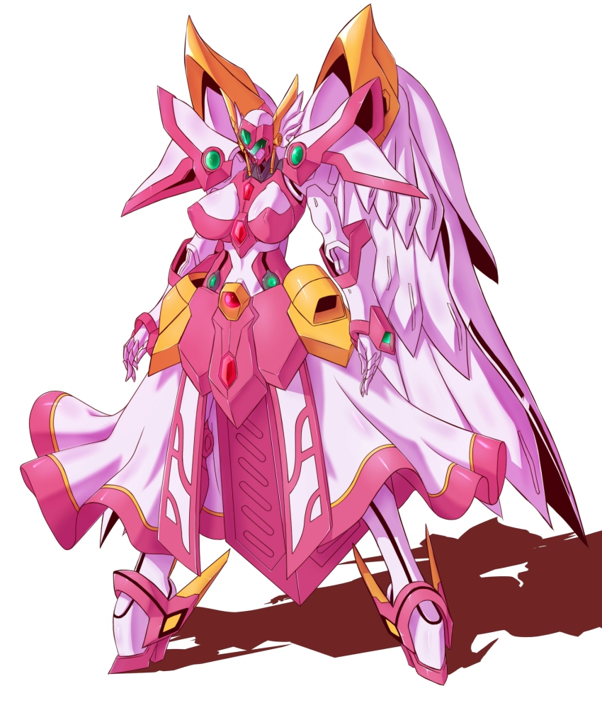 angelg, banpresto, head_wings, highres, mecha, no_humans, robot, shadow