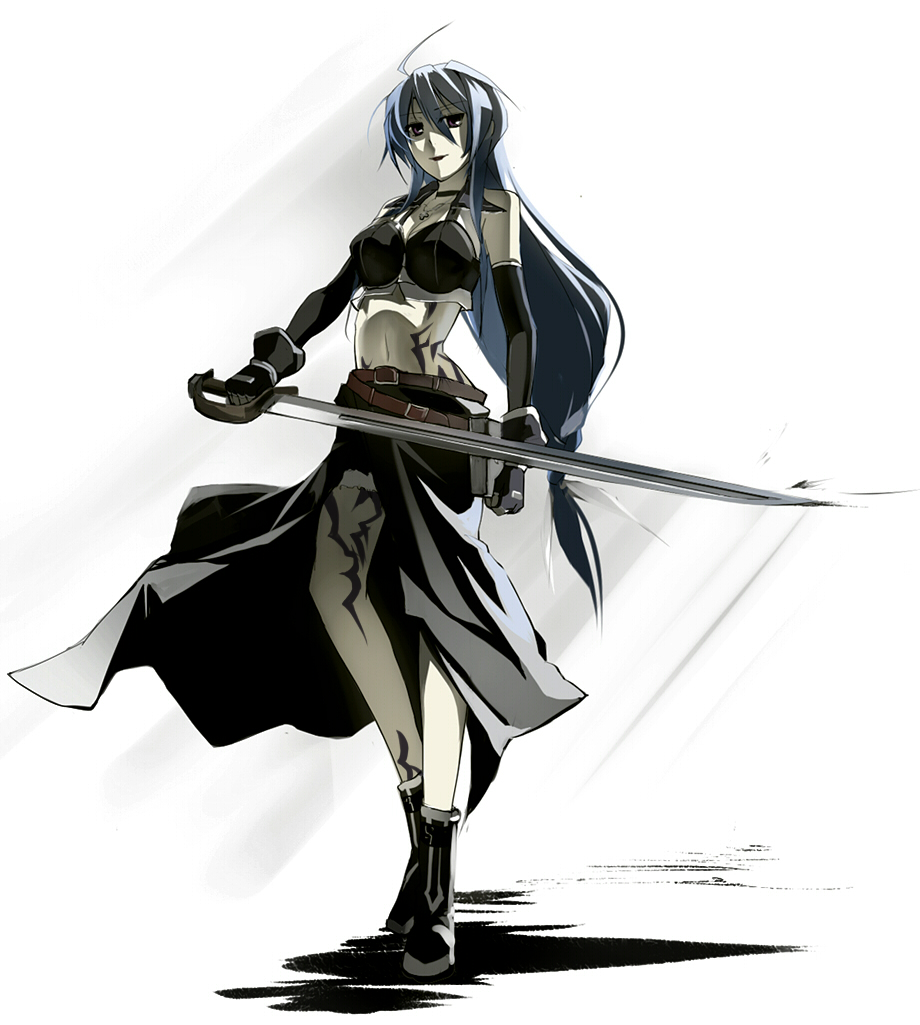 1girl, ahoge, belt, blue_hair, boots, curren_of_huckebein, elbow_gloves, female_focus