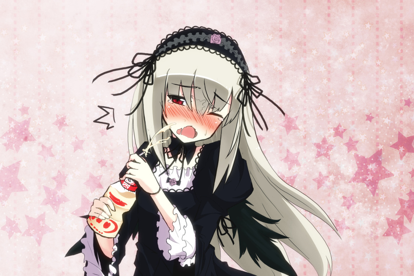 00s, 1girl, bad_id, bad_pixiv_id, drink, female_focus, highres, long_hair
