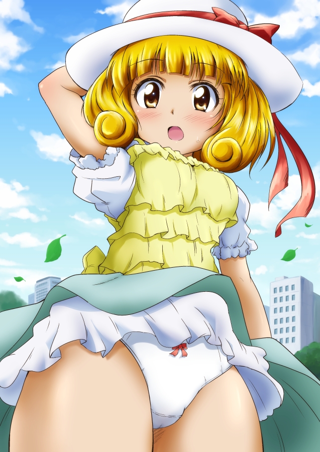 10s, 1girl, blonde_hair, brown_eyes, female_focus, hat, kise_yayoi, maru_takeo