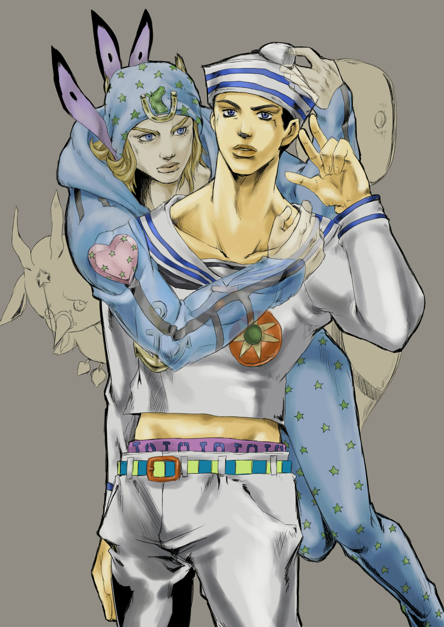 2boys, bad_id, bad_pixiv_id, beanie, black_hair, blonde_hair, blue_eyes, dixie_cup_hat