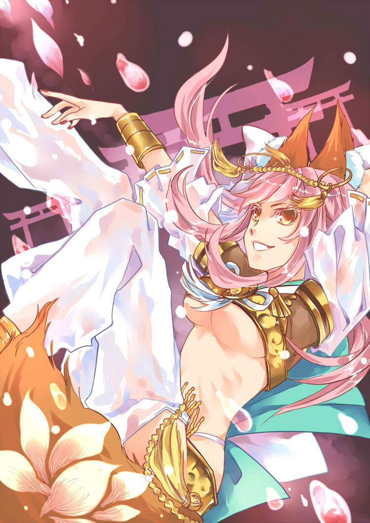 10s, 1girl, amaterasu_(fate), animal_ears, breasts, fate/extra, fate/extra_ccc, fate_(series)