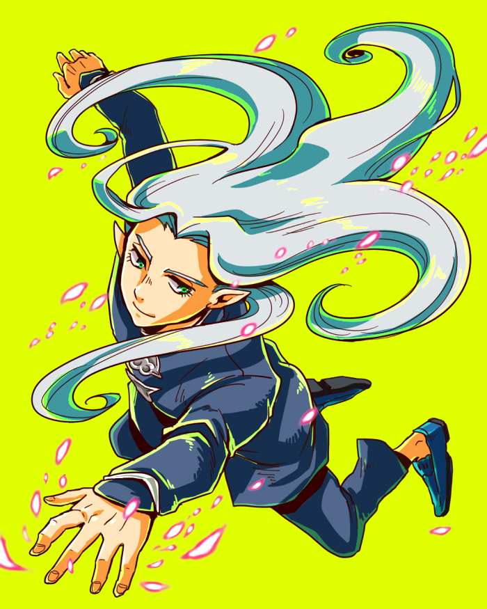 1boy, blue_eyes, blue_hair, gakuran, hazekura_mikitaka, jojo_no_kimyou_na_bouken, komakura, long_hair