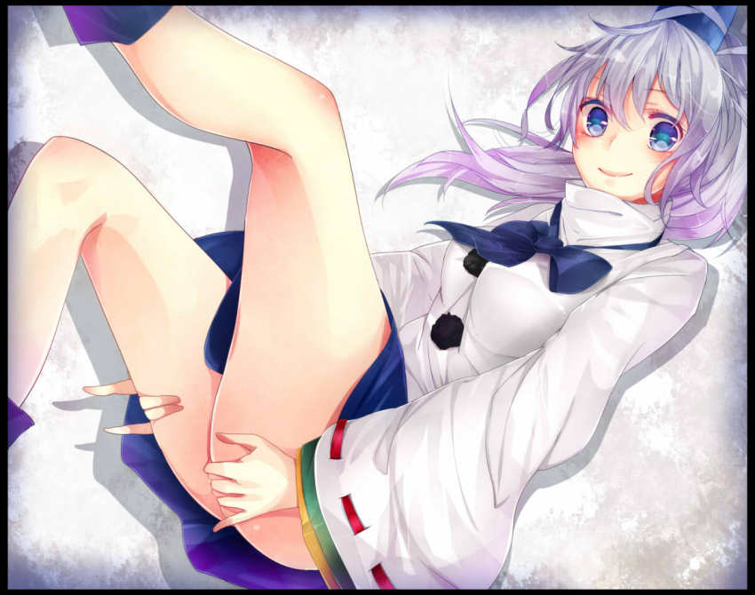 1girl, bad_id, bad_pixiv_id, blue_eyes, female_focus, hat, japanese_clothes, mononobe_no_futo