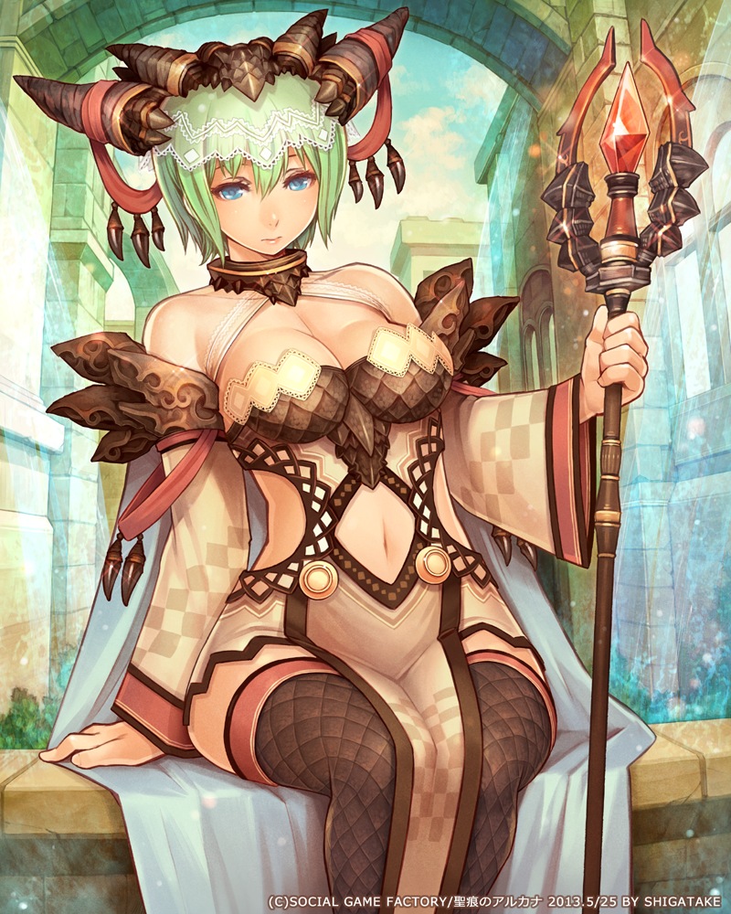 1girl, bare_shoulders, black_thighhighs, blue_eyes, breasts, cleavage, clothing_cutout, female_focus