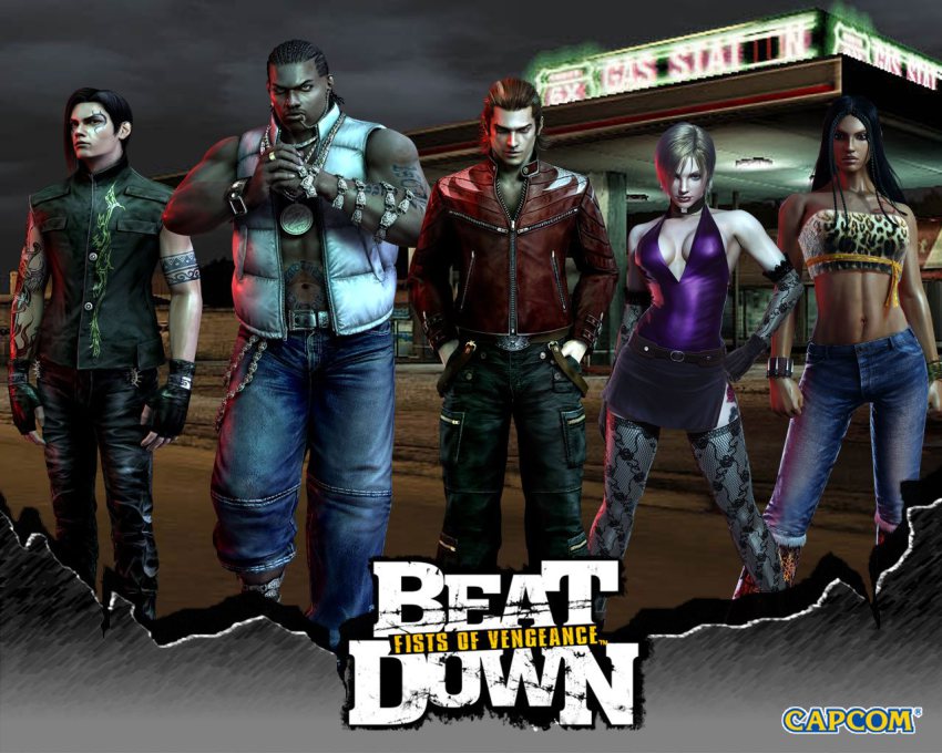 2girls, 3boys, aaron, beat_down_fists_of_vengeance, capcom, everyone, gina, jason_g