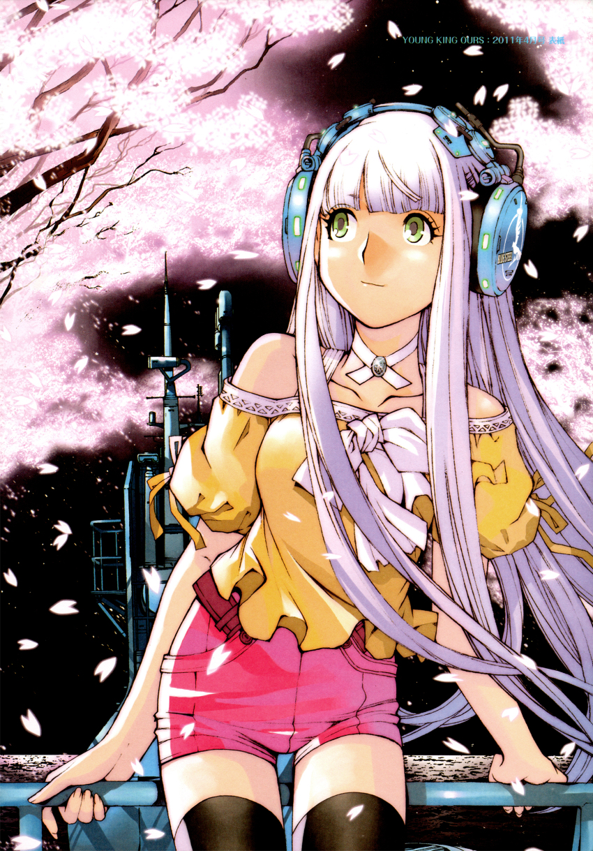 10s, 1girl, absurdres, aoki_hagane_no_arpeggio, ark_performance, bare_shoulders, blunt_bangs, cherry_blossoms