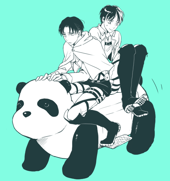 2boys, askr_(mymy), bad_id, bad_pixiv_id, belt, boots, cape, eren_yeager