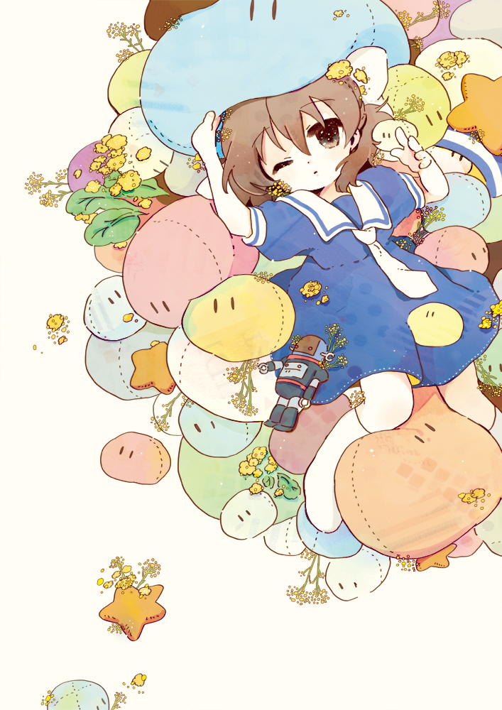 00s, 1girl, brown_eyes, brown_hair, child, chisuke, clannad, dango_daikazoku