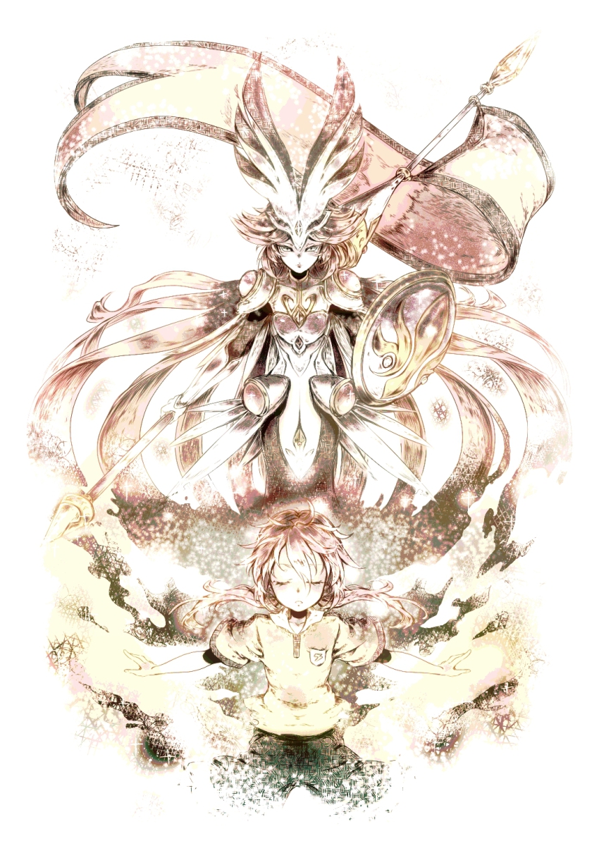 1boy, 1girl, bad_id, bad_pixiv_id, closed_eyes, flag, highres, inazuma_eleven_(series)