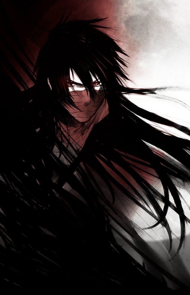 1boy, bandages, black_hair, bleach, fuutarou_(pikeish), kurosaki_ichigo, long_hair, male_focus, solo