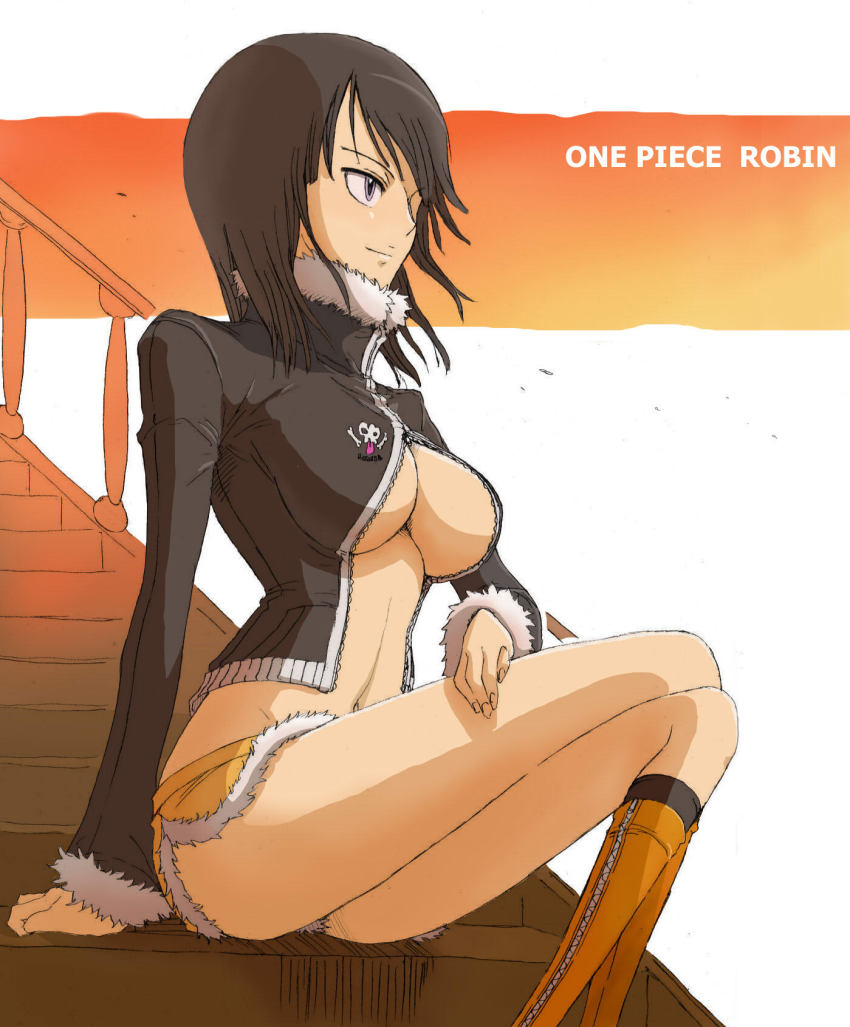 1girl, bad_anatomy, bad_leg, black_hair, boots, breasts, character_name, copyright_name