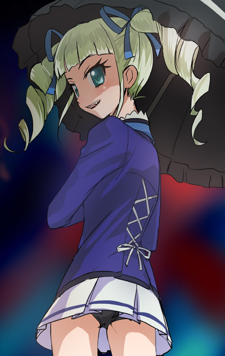 10s, 1girl, aikatsu!, aikatsu!_(series), aqua_eyes, ass, black_panties, blunt_bangs