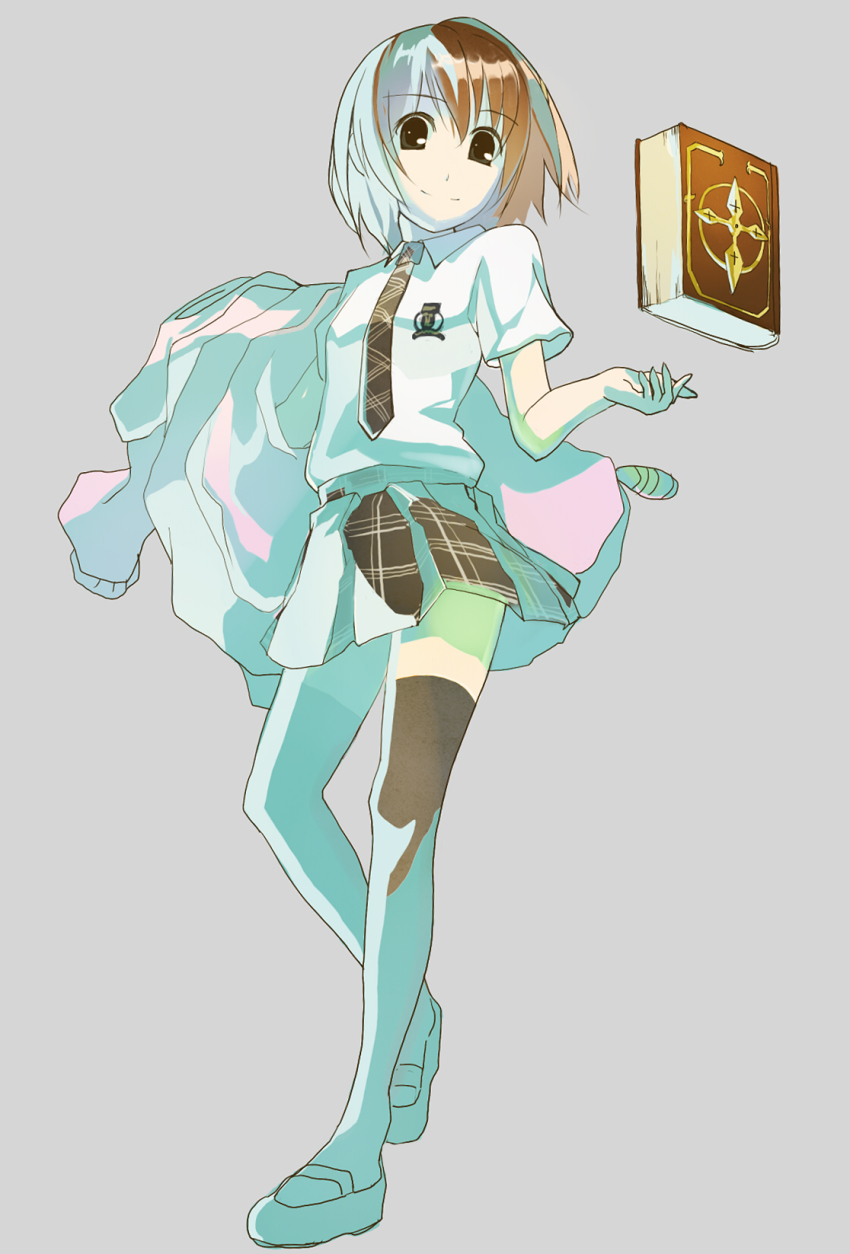 1girl, bad_id, bad_pixiv_id, black_eyes, blue_eyes, book, brown_hair, female_focus