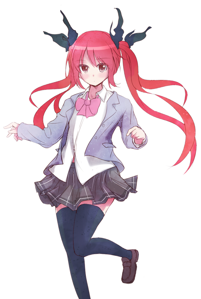 1girl, black_thighhighs, blush, bow, chippucream, cthugha_(nyaruko-san), female_focus, haiyore!_nyaruko-san