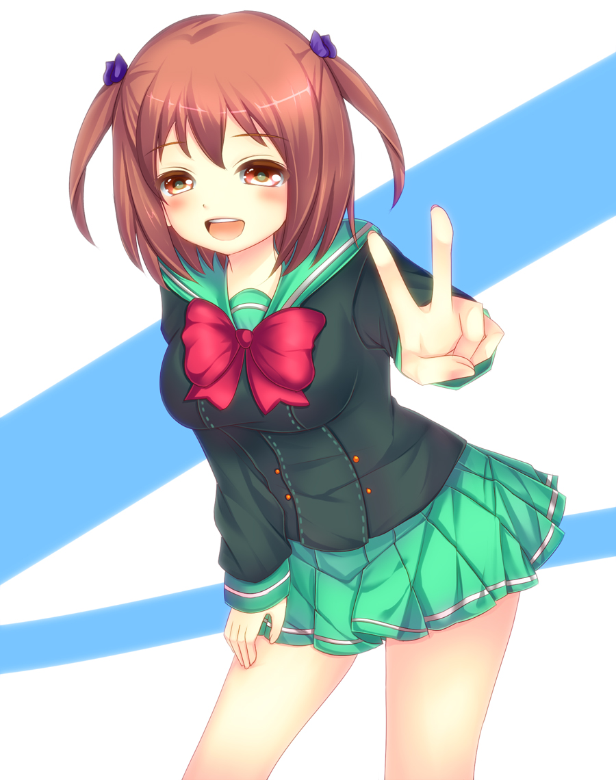 1girl, brown_eyes, brown_hair, female_focus, hataraku_maou-sama!, open_mouth, ribbon, saotome_mirai