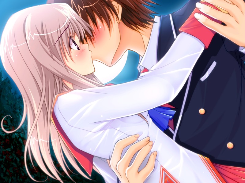 1boy, 1girl, aizawa_miyuki, blonde_hair, blush, game_cg, hetero, hime_x_hime