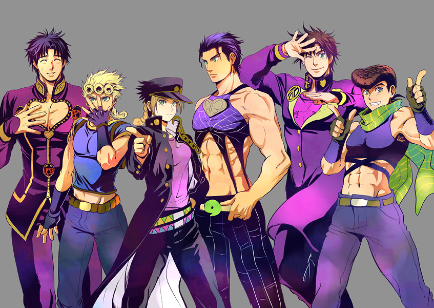 1girl, 5boys, black_hair, blonde_hair, cosplay, costume_switch, family, father_and_child