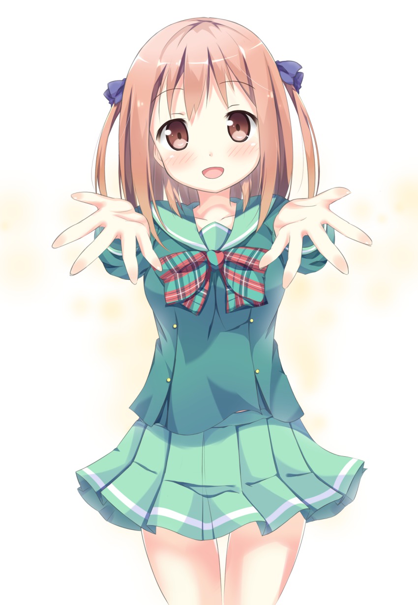 1girl, brown_eyes, brown_hair, female_focus, hataraku_maou-sama!, highres, open_mouth, ribbon