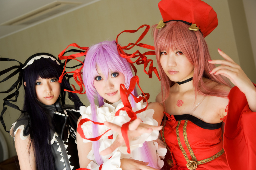 al_azif_(demonbane), cosplay, demonbane, dress, etheldreda, hair_ribbon, photo_(medium), purple_hair