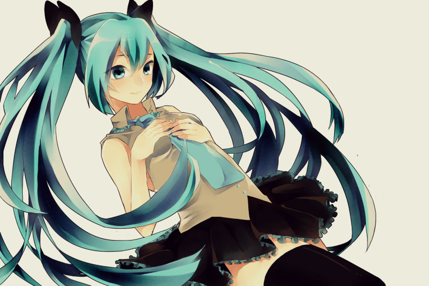 1girl, female_focus, frilled_skirt, frills, green_eyes, green_hair, hair_between_eyes, hands_on_own_chest