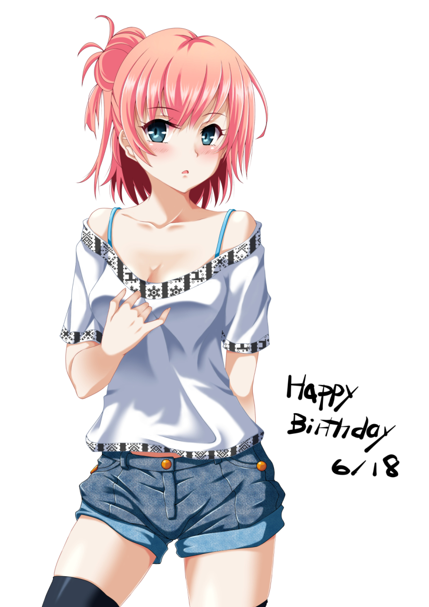 10s, 1girl, blue_eyes, blush, breasts, cleavage, female_focus, happy_birthday