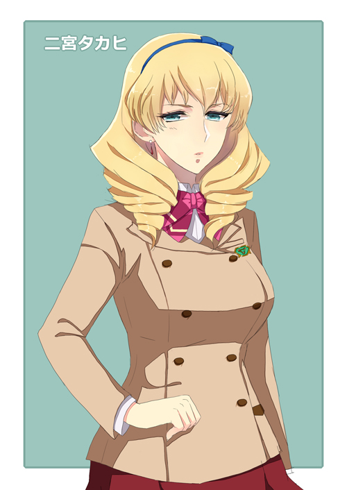 10s, 1girl, blonde_hair, bow, character_name, drill_hair, female_focus, green_eyes