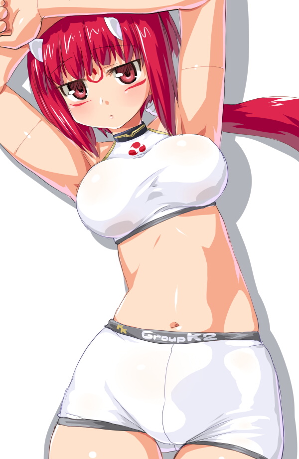 10s, 1girl, armpits, arms_up, bad_id, bad_pixiv_id, breasts, busou_shinki