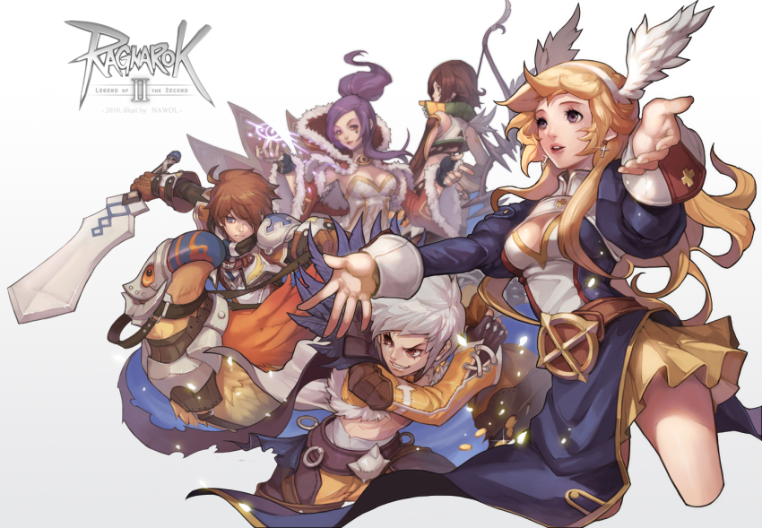 1boy, 4girls, acolyte_(ro2), archer_(ro2), bad_id, bad_pixiv_id, bandages, blonde_hair