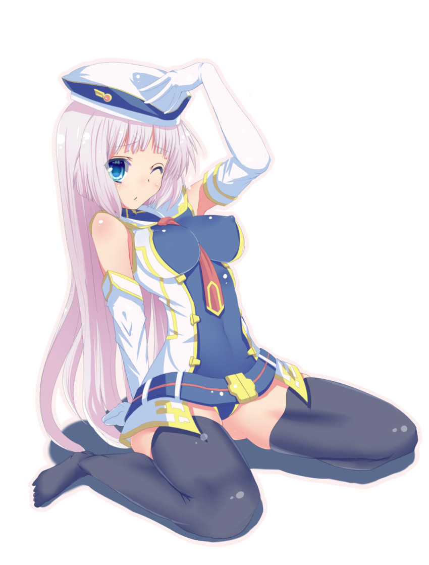 1girl, ajikan_(azican), bad_id, bad_pixiv_id, blue_eyes, breasts, covered_erect_nipples, elbow_gloves