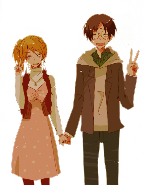 00s, 1boy, 1girl, bad_id, bad_pixiv_id, couple, dress, earrings