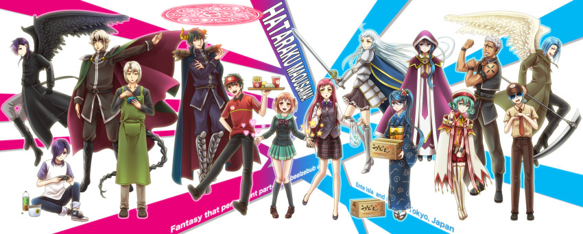 5boys, 5girls, albert_ende, alciel, alciel_(hataraku_maou-sama!), ashiya_shirou, black_hair, blonde_hair