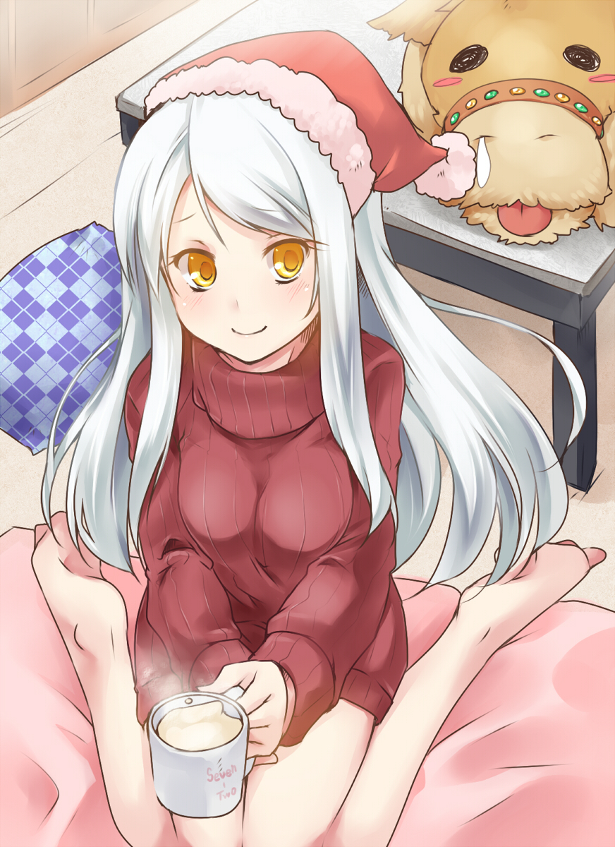 10s, 1girl, bad_id, bad_pixiv_id, barefoot, blitzen, blush, blush_stickers
