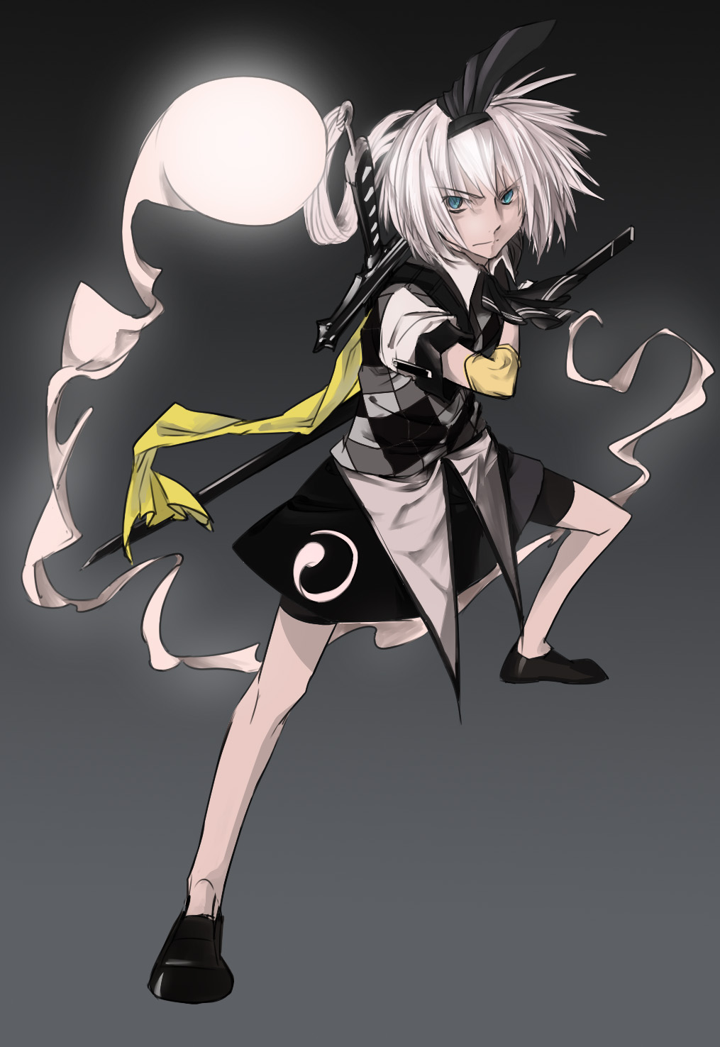 1girl, alternate_costume, baijiin_poison, female_focus, ghost, hair_ribbon, hairband, highres