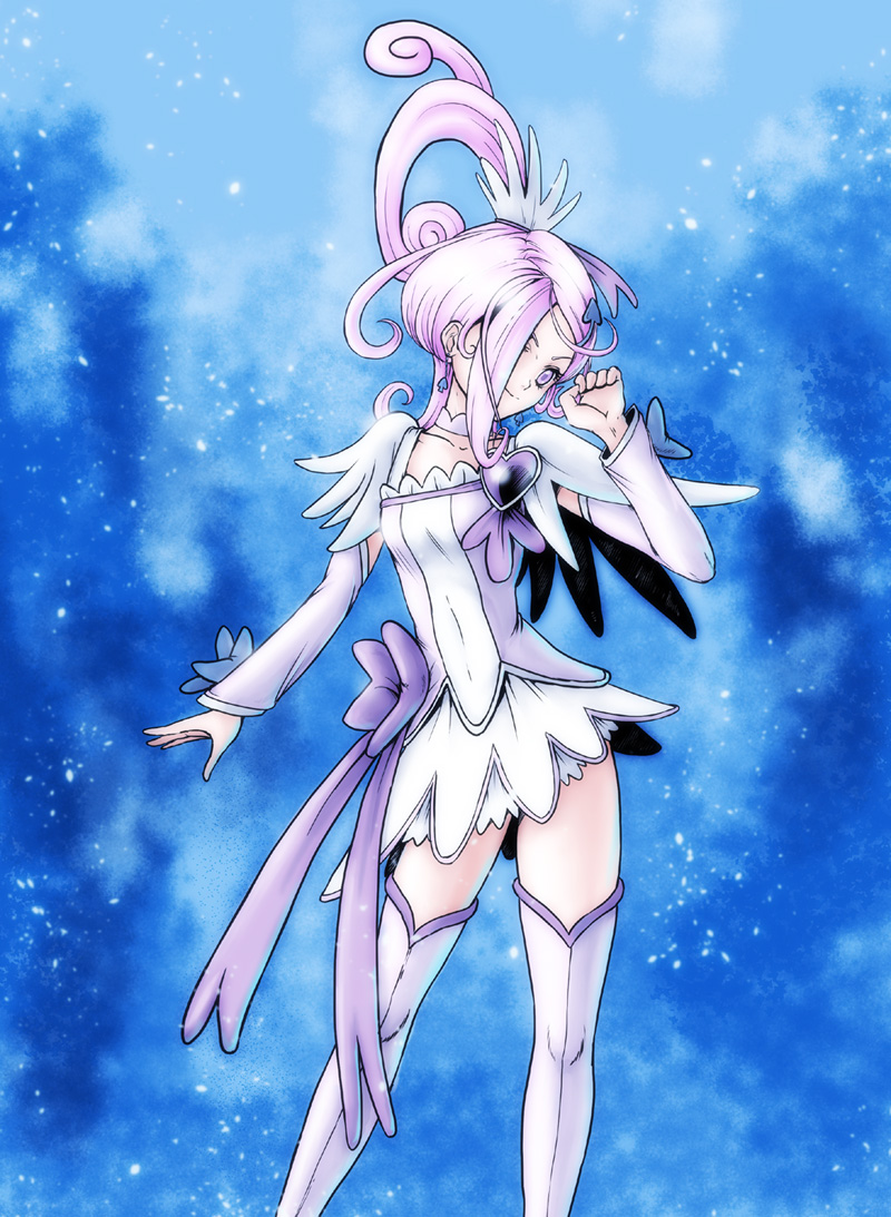 1girl, arm_warmers, bad_id, bad_pixiv_id, boots, brooch, cure_sword, dokidoki!_precure