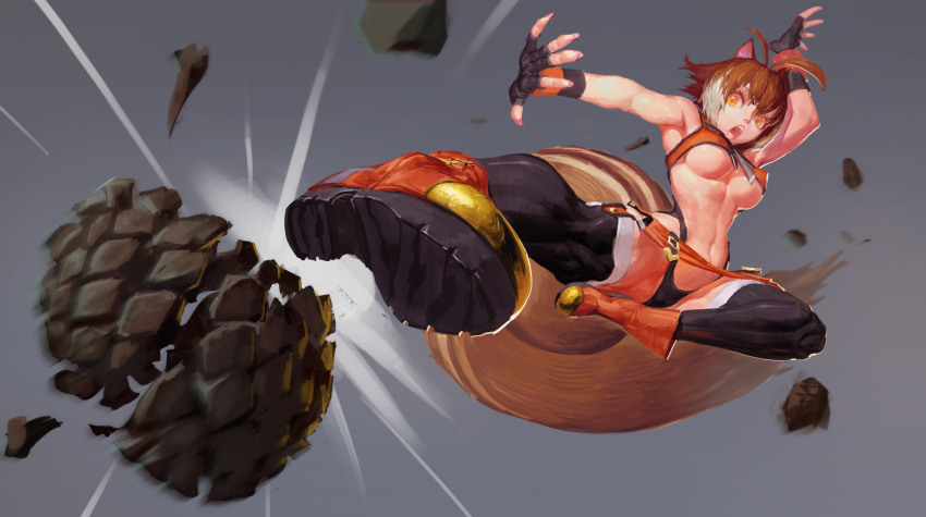 1girl, absurdres, animal_ears, ankle_boots, antenna_hair, arc_system_works, armpits, bad_id