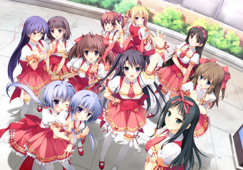 6+girls, :d, ;d, aso_mitsuki, asou_mitsuki, berry's, black_hair, blonde_hair