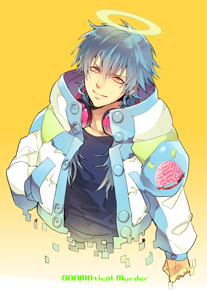 10s, 1boy, bad_id, bad_pixiv_id, blue_hair, blue_jacket, copyright_name, dramatical_murder